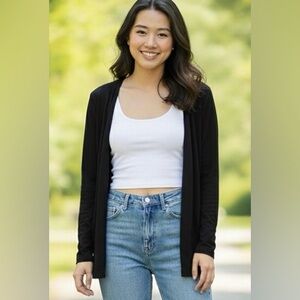 Topshop Black No Lining Open Front Cardigan/Blazer Slick and Versatile Size 4